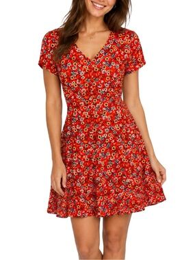 B.O.G. Collective Red Floral Mini Dress - Size Medium